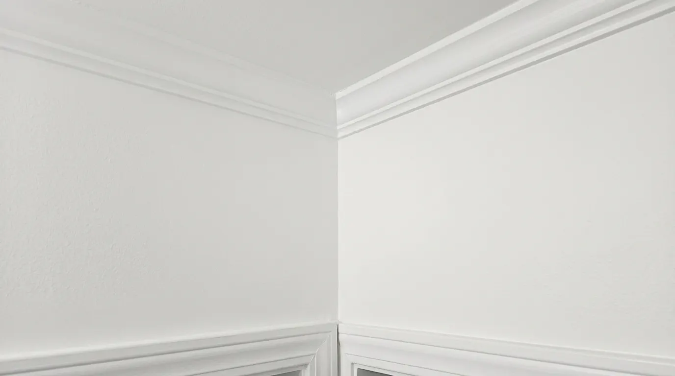 Same bathroom wall clean and repainted after mold remediation