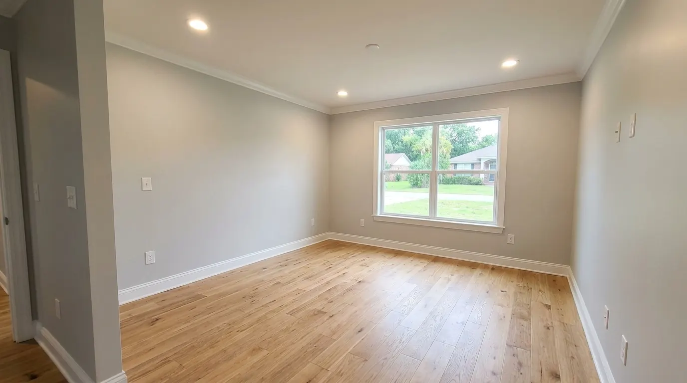 Same room fully rebuilt and finished after reconstruction